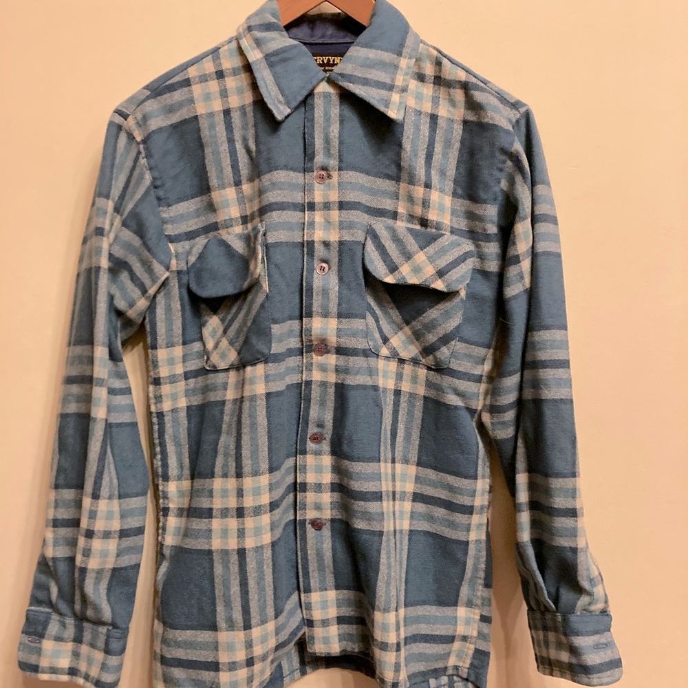 Vintage Mervyn’s brand plaid flannel button up - 1960s?